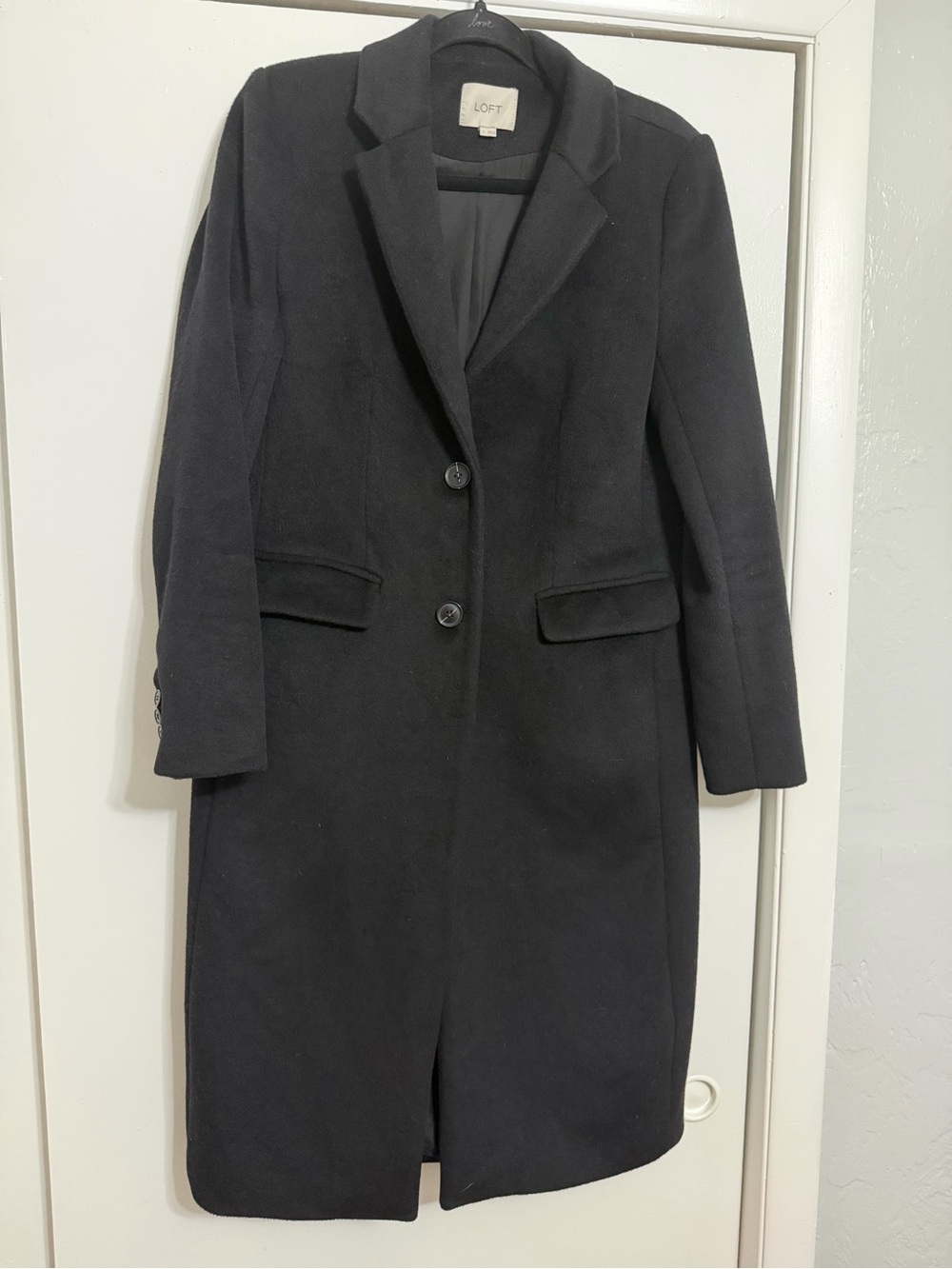 LOFT Black Wool Trench Coat - Size S